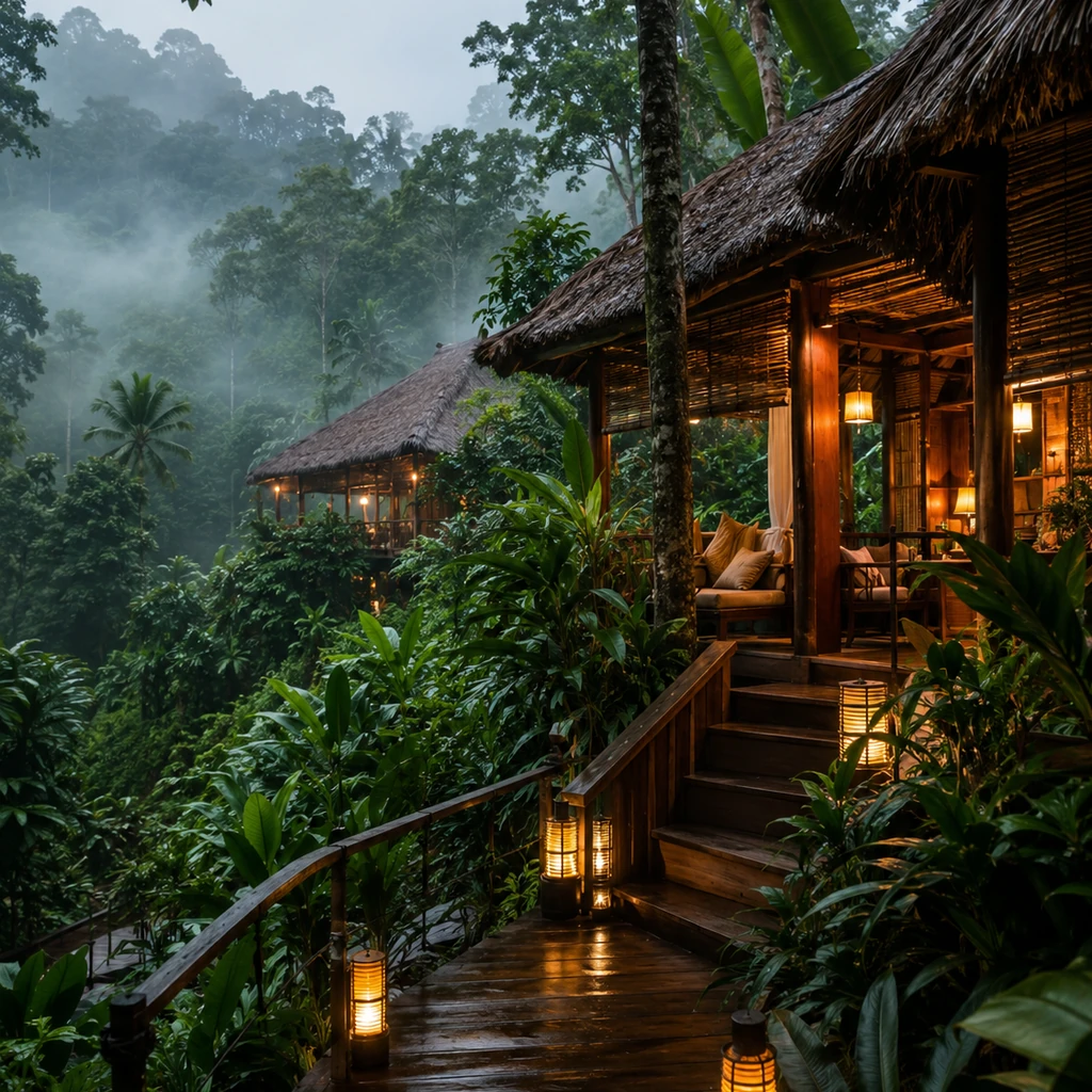 Boutique eco-lodge in the Malaysian Borneo rainforest