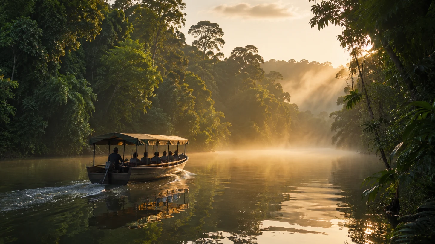 Pinterest-style Borneo orangutan trail experience image